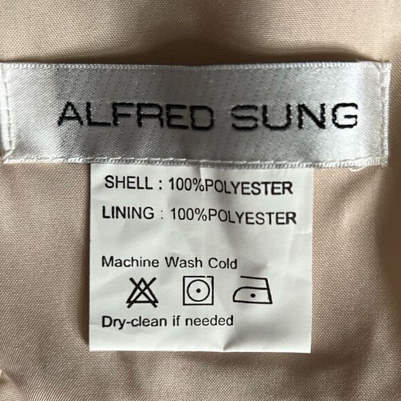 Alfred Sung V-Neck Full Skirt Satin Maxi Dress in Palomino. Size 16. NWT! - Picture 7 of 16